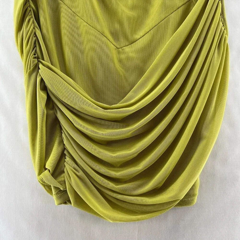 Willow & Root Tank Top Womens Size M Mesh Yoke Draped Sleeveless Blouse Yellow - Picture 5 of 12
